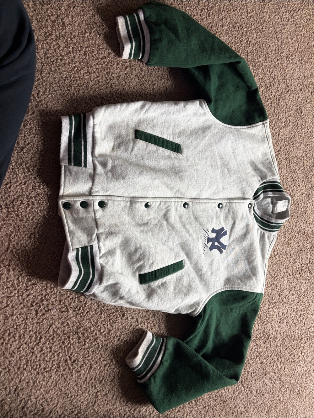 Vintage Men’s Md Varsity-Style Jacket w NY Yankees Iron-on